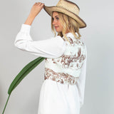Women's Mocha Western Print Vest
