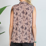 Women's Mocha & Bronc Front Tie Tank