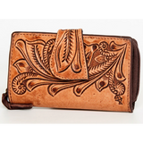 Light Tan Tooled Zipper Wallet