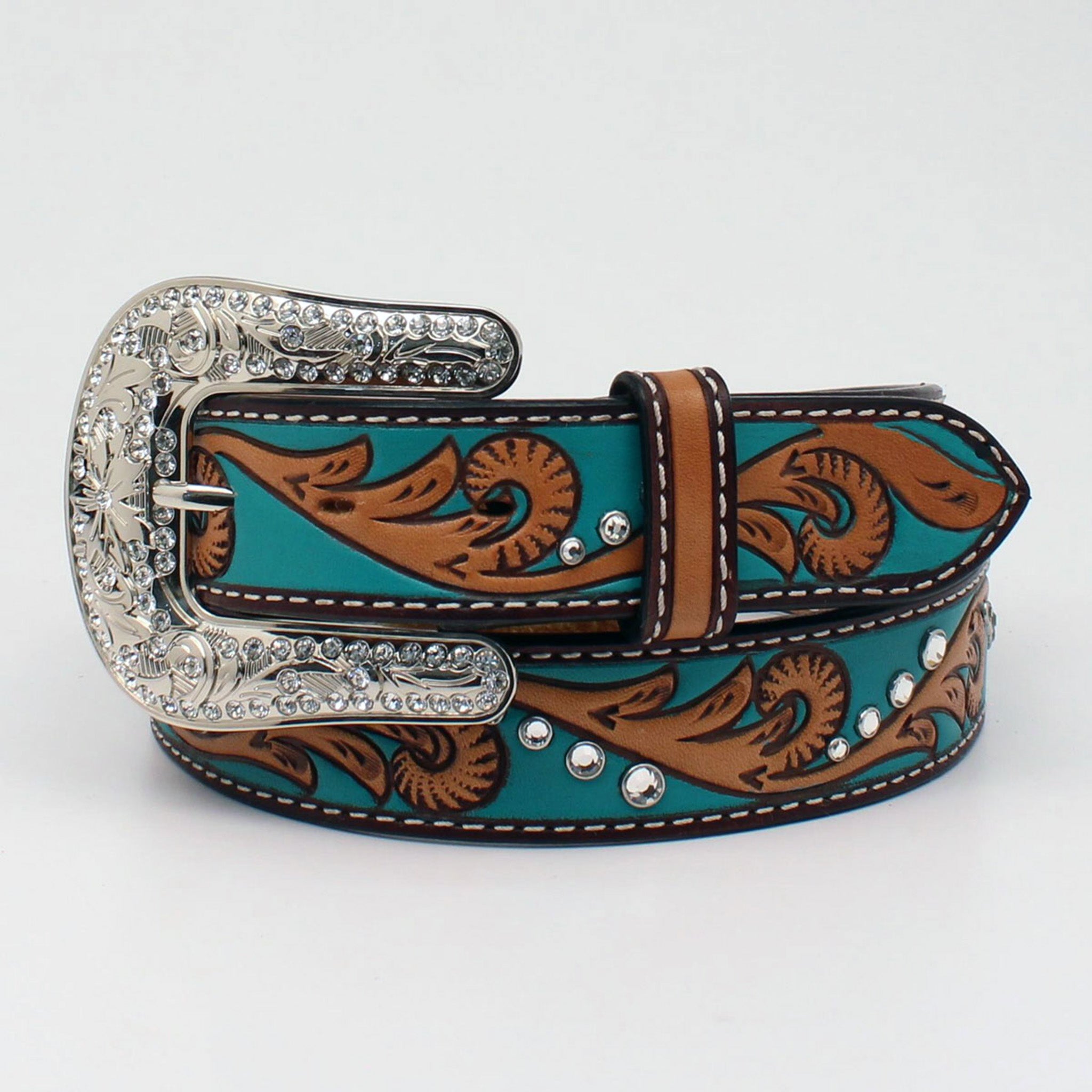 Belt Turquoise flowered belt size 40 long Handmade Floral Fabric Belt: Turquoise Mint D-ring Belt - Etsy main image 2