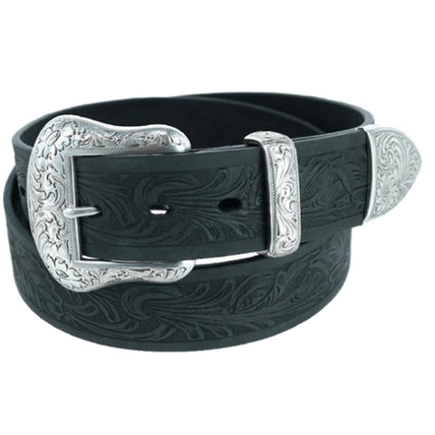 Ariat Men's Black Floral Embossed Belt