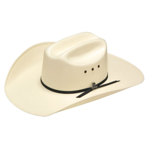 Ivory Shantung Straw Hat with 2 Cord Black Band