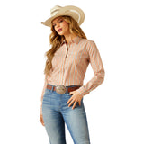 Ariat Coral and blue striped Button-down Long Sleeve Shirt