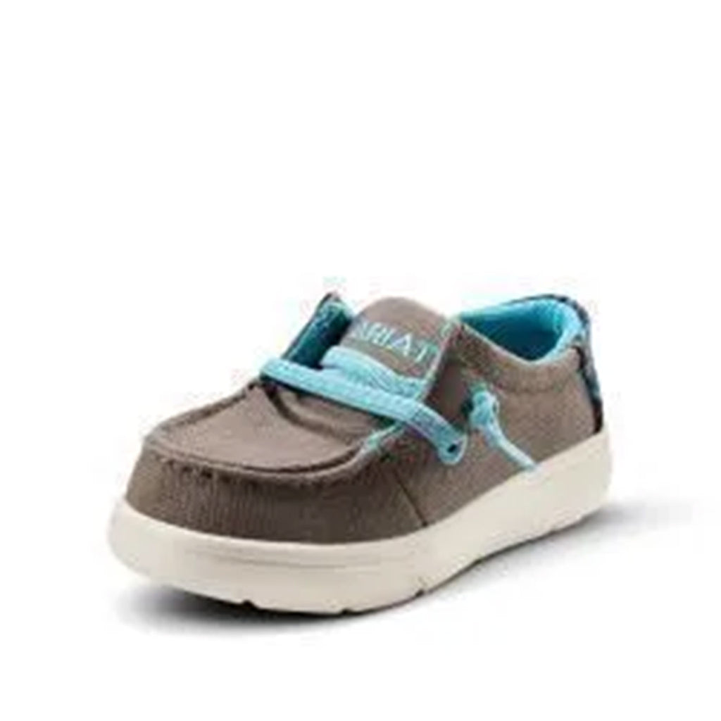 Front and side view of Ariat Infant Charcoal Gray Hilo Shoes 