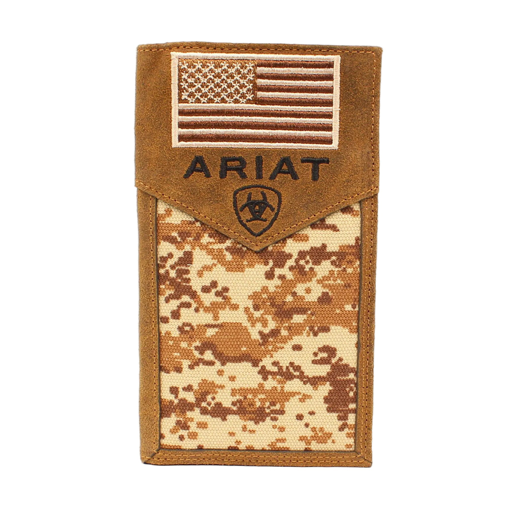 Ariat Men's Digital Camo Flag Checkbook Cover Rodeo Wallet