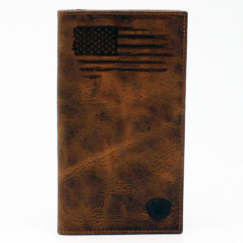 Ariat Distressed Stitch USA Flag CheckBook