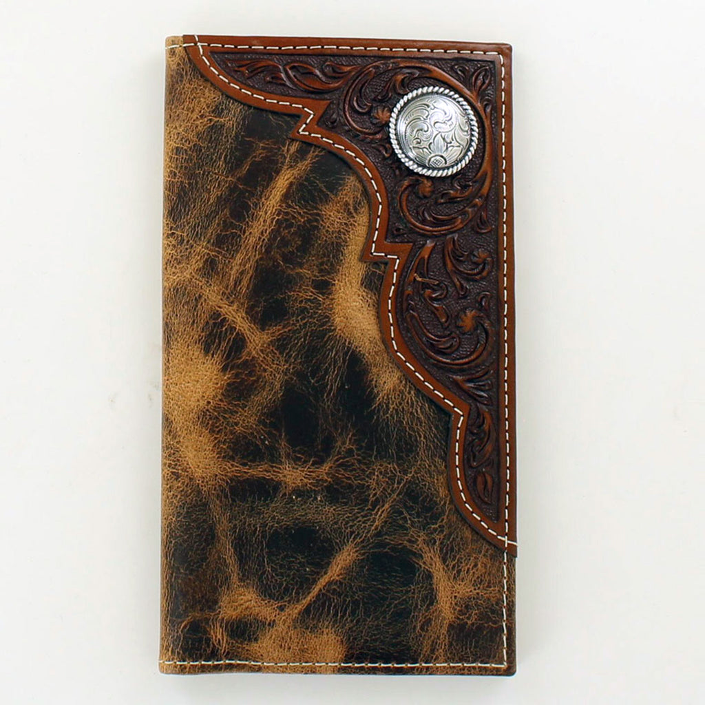 Ariat Distressed Tan/Floral Scallop Checkbook