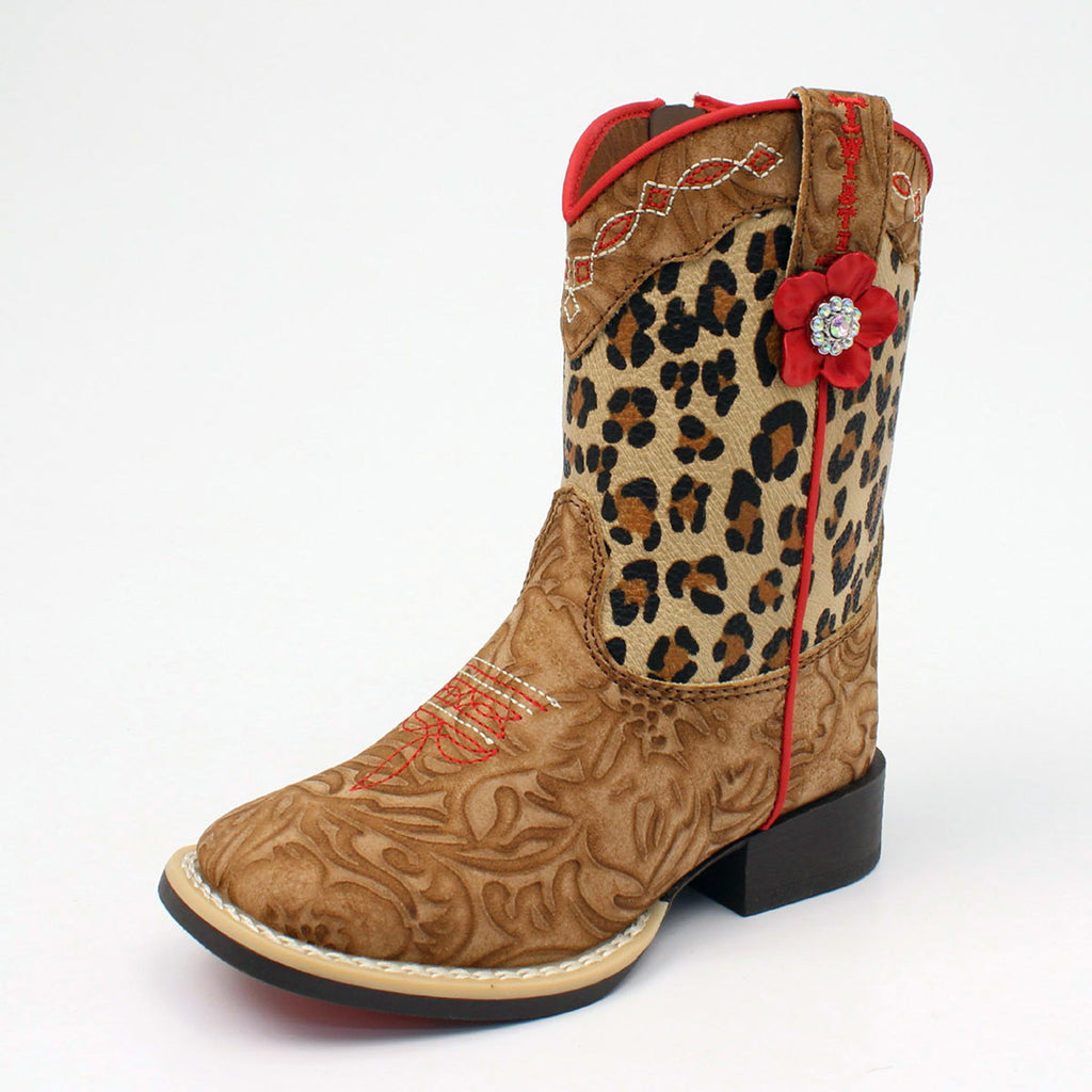Twister Toddler Girls Leopard and Red Print Boots