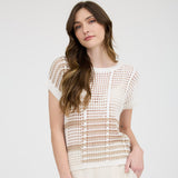 Taupe Crochet Short Sleeve Top 