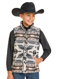Panhandle Slim Boy's Grey Aztec Vest