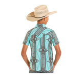 Boys' TEK Western Chevron Short Sleeve Shirt Back View
