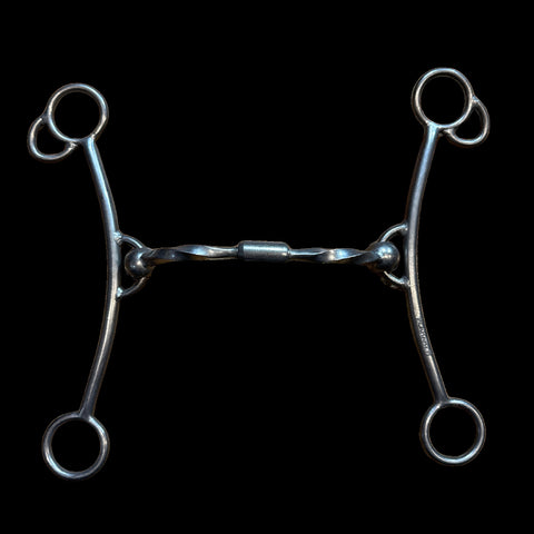 Big duke shank with a square twist billy allen mouthpiece on a black background.