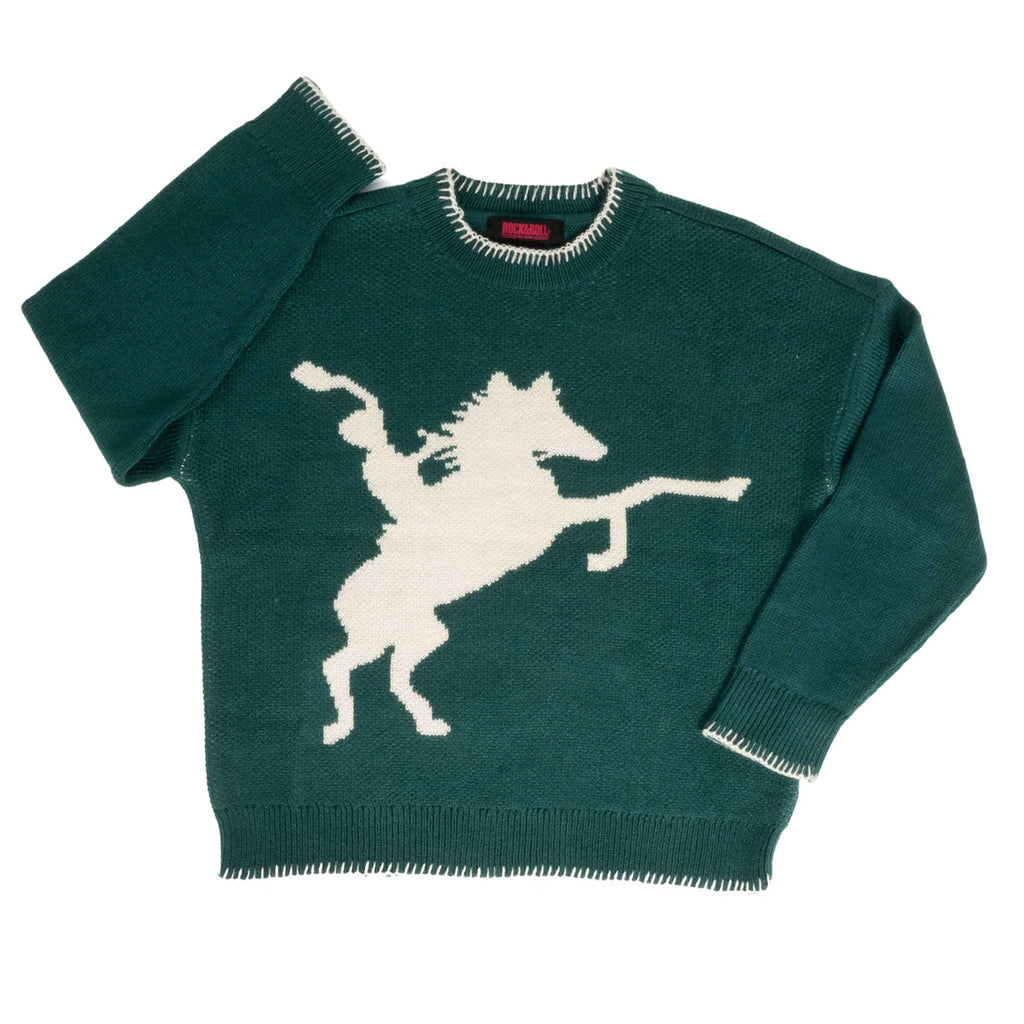 Rock & Roll Denim Girl's Horse Rider Teal Sweater