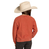 Rock & Roll Girls Western Horse Graphic Ribbed Pullover – Mahogany Red back view