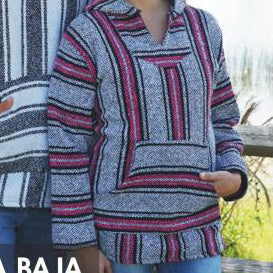 Black and pink striped hooded Baja.