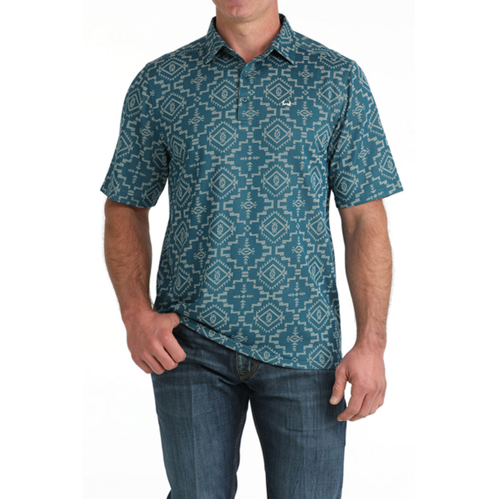 Cinch Blue Aztec ArenaFlex Polo Shirt