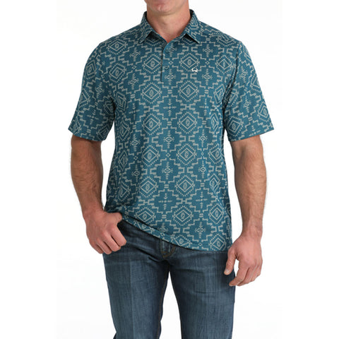 Cinch Blue Aztec ArenaFlex Polo Shirt