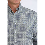 Cinch Men's White Geometric Long Sleeve Shirt