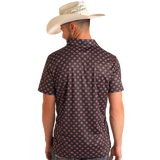 Rock & Roll Cowboy Men's Black Aztec Diamond Polo