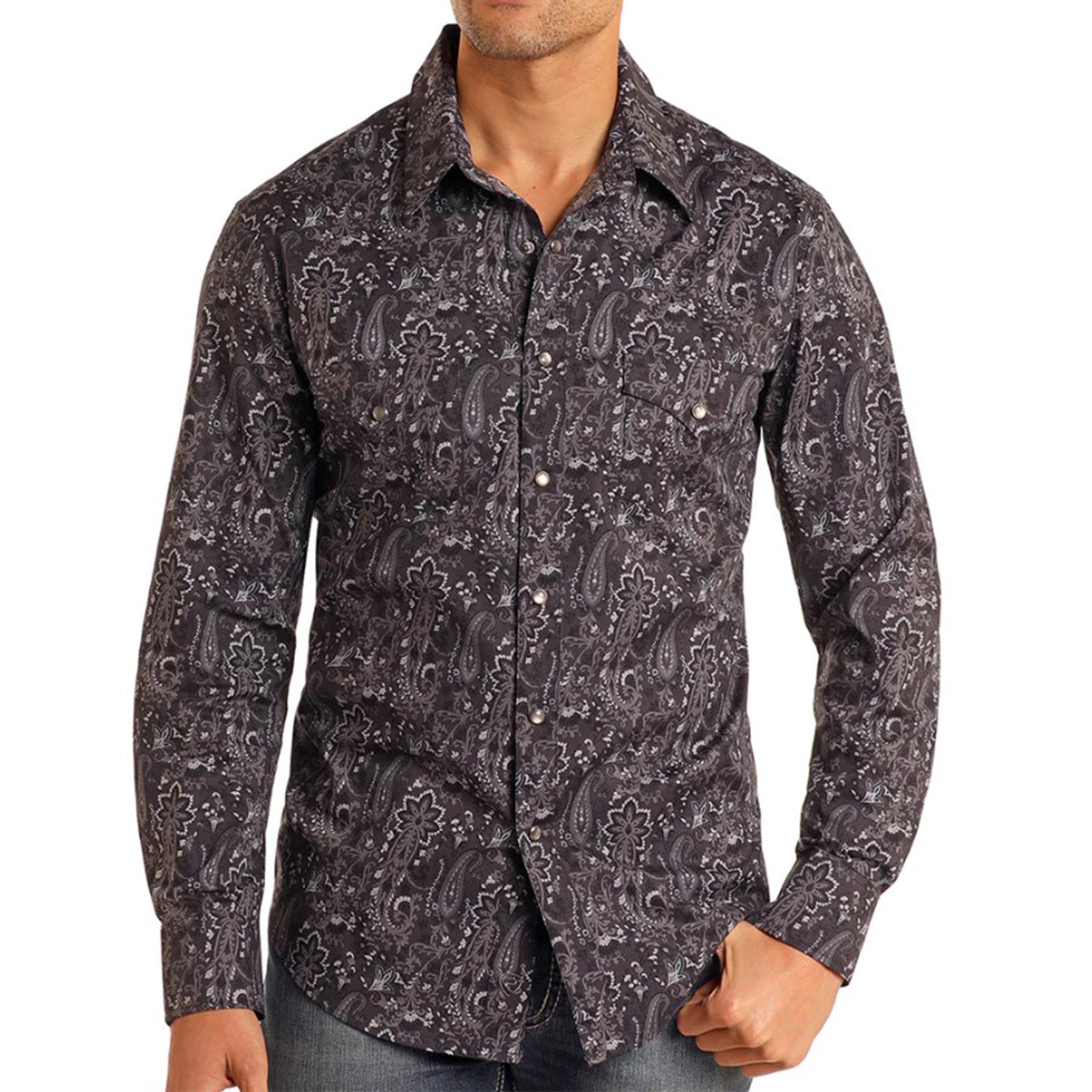 Rock & Roll Men's Black Paisley Shirt Rock & Roll Men's Black Paisley Shirt