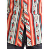 Rock & Roll Cowboy Men's Red Southwest Aztec Long Sleeve