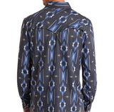 Back side view of the shirt, it features a single point western yoke. 