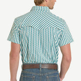 Rock & Roll Mens Turquoise Aztec Pinstripe Short Sleeve