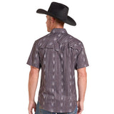 Rock & Roll Denim Men's Black Stripe Tek Western Shirt Back View