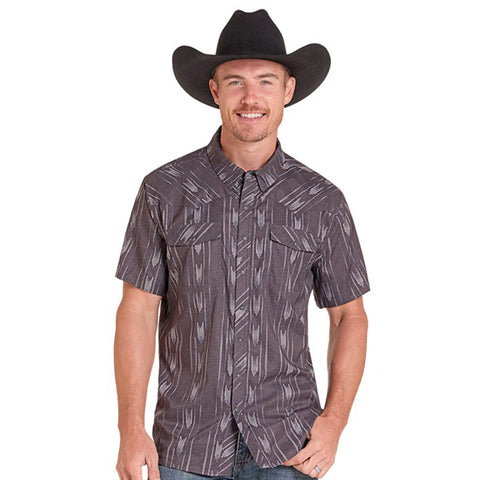 Rock & Roll Denim Men's Black Stripe Tek Western Shirt