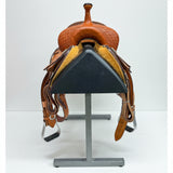 Front View of Scott Thomas 14" Spine Relief Barrel Saddle