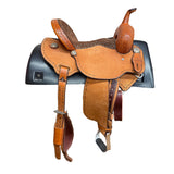 Side View of Scott Thomas 14" Spine Relief Barrel Saddle