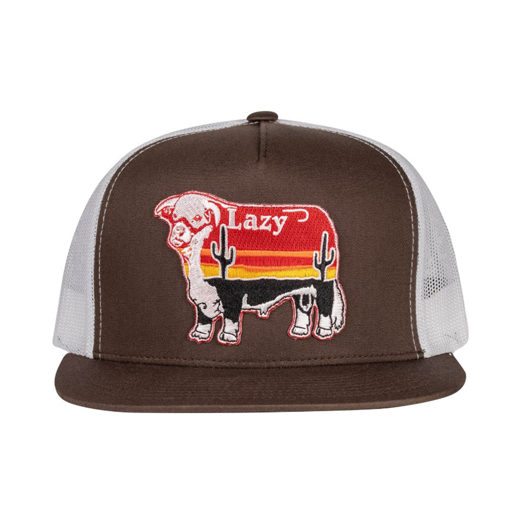 Brown and White Snapback with a Sunrise Bull Patch