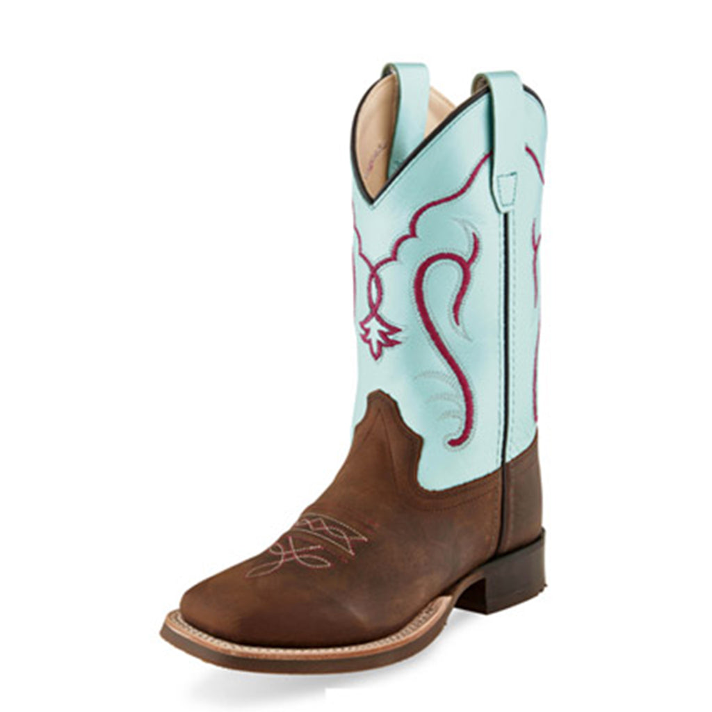 Old West Kid's Turquoise/Brown Western Boots