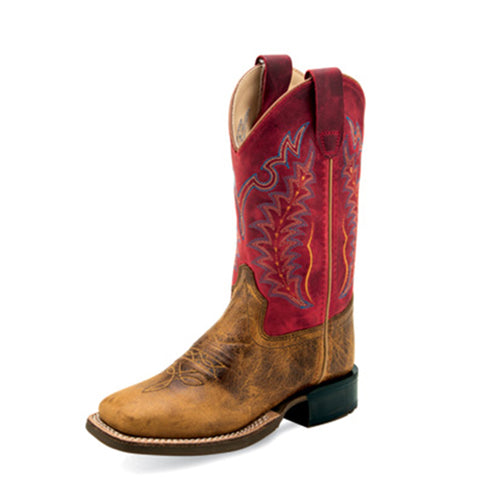 Old West Youth Distressed Brown/Red Boots