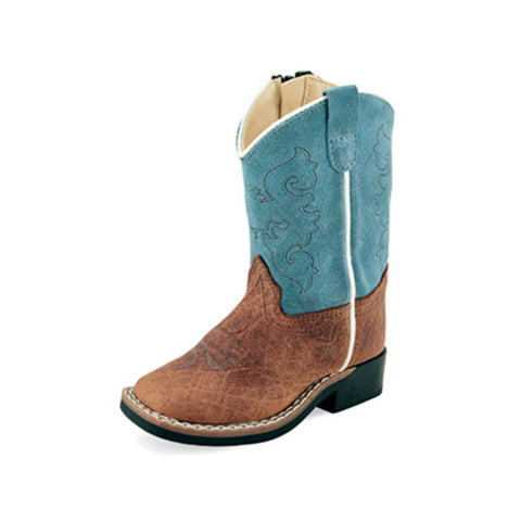Old West Toddler Tan/Teal Boots