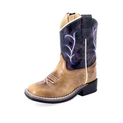 Old West Toddler Square Toe Boots Blue/Purple Shaft