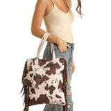 Rock & Roll Women's Brown Cowprint Bag With Fringe