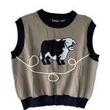 Tan and Black Bull Nettle Sweater Vest
