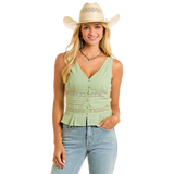 Jade Green Button Up Style Tank 