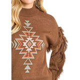 Aztec Knit Fringe Sweater Graphic View