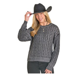 Foil Cable Knit Sweater in Silver