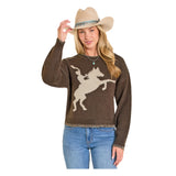 Brown Blanket Stitch Horse Sweater