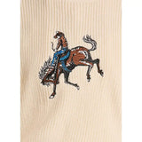 Women’s Bronc Embroidered Turtleneck Vest – Natural-Graphic View