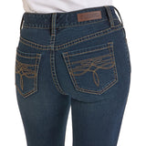 Women's Mid Rise Boot Stitch Bootcut Riding Jeans BAck Pocket View