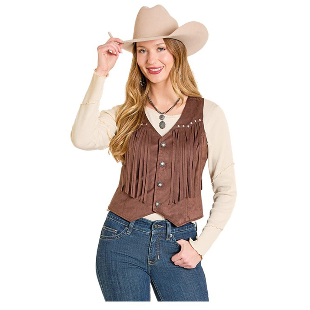 Rock & Roll Women's Brown Western Vest 