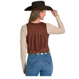 Rock & Roll Women's Brown Western Vest Back View