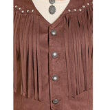 Rock & Roll Women's Brown Western Vest Close Up Front View