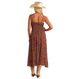 Rock & Roll Women's Brown Horse Print Midi Dress With Slit