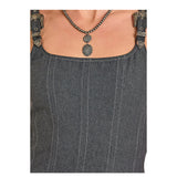 Buckle Strap Denim Maxi Dress Buckle View