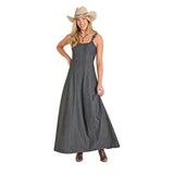 Buckle Strap Denim Maxi Dress